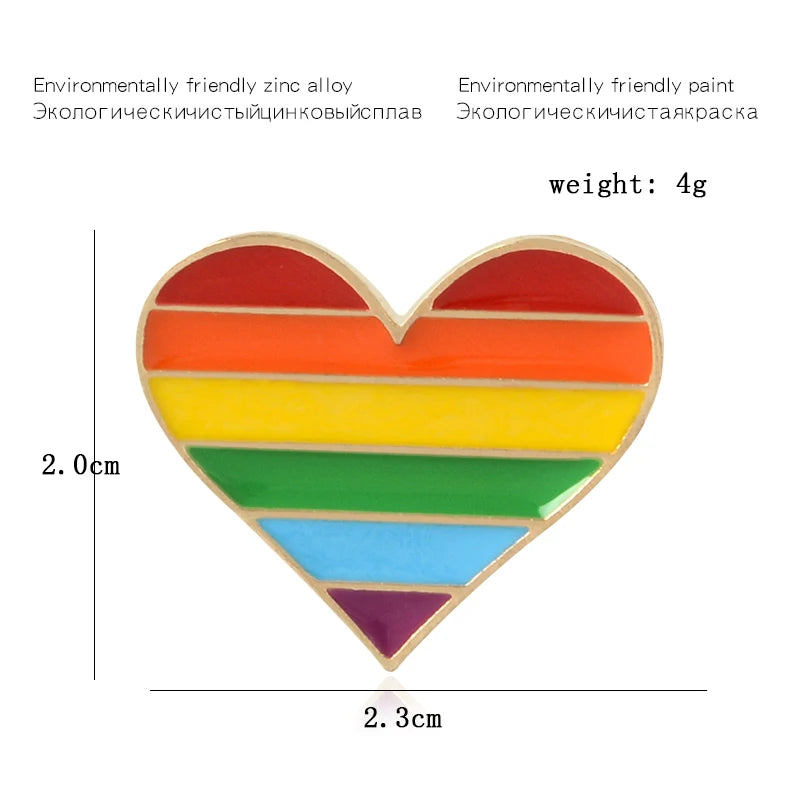 Lovely Japanese Rainbow Heart Pin
