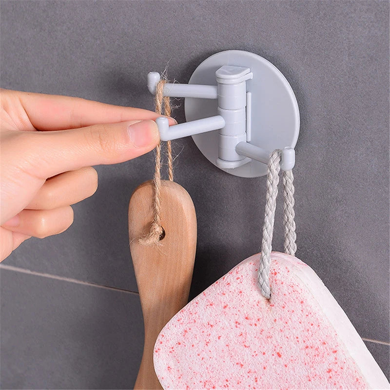 3 Rotating Hooks Adhesive Strong Kitchen and Bathroom Wall Hanger