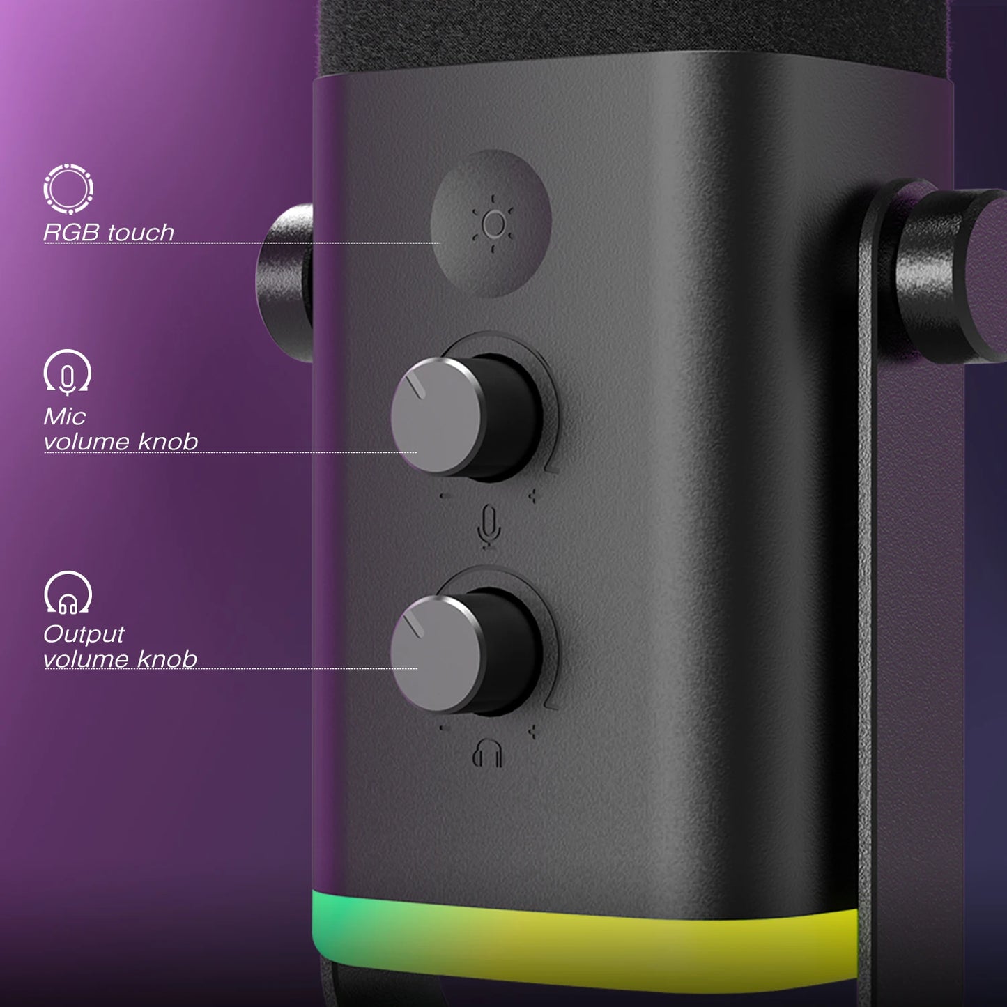 Dynamic Microphone with Touch Mute Button,Headphone jack,for PC PS5/4 mixer