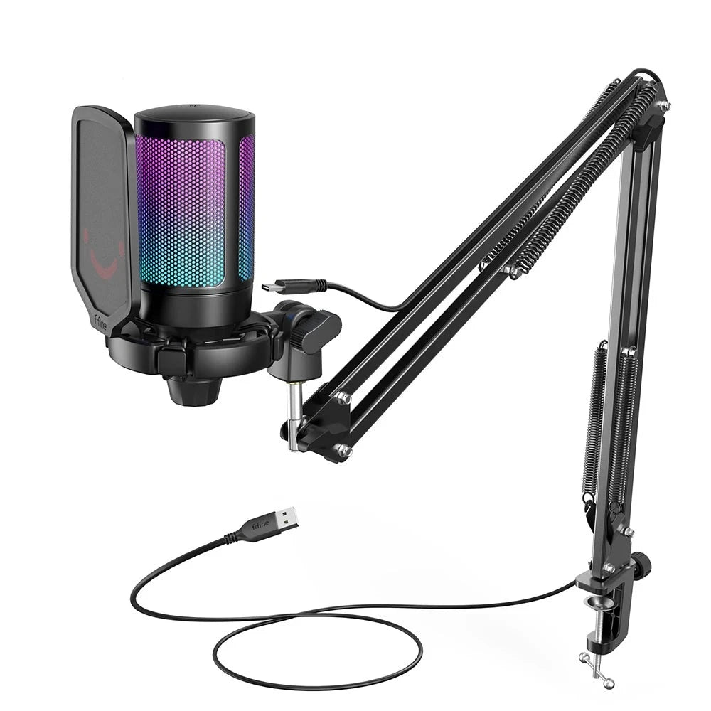 USB Gaming Microphone Kit for PC,PS4/5 Condenser Cardioid Mic Set with Mute Button