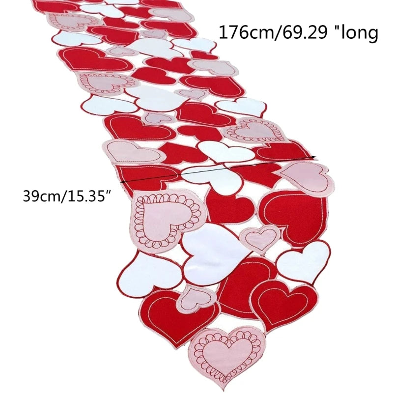 Valentines Day Table Cloth Heart Table Runner Polyester