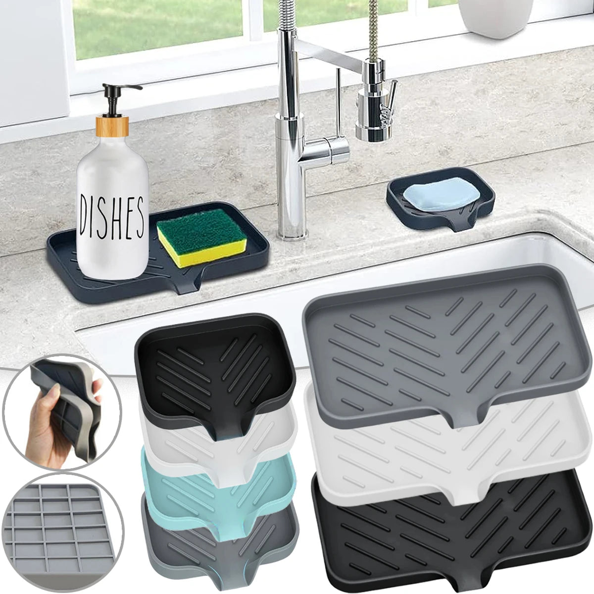 Kitchen/Bathroom Self Draining Anti-slip Sponge Soap Holder