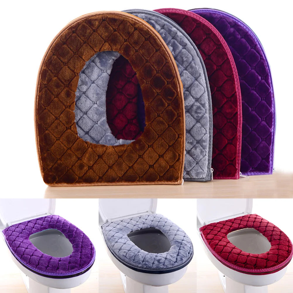 Bathroom Toilet Seat Cover Warm Plush 37cm×44cm