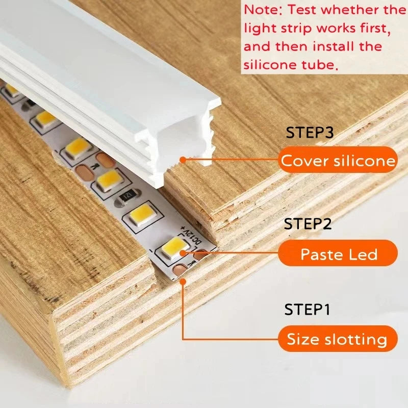 Embedded Silicone Lampshade LED Strip Lights 12/24V