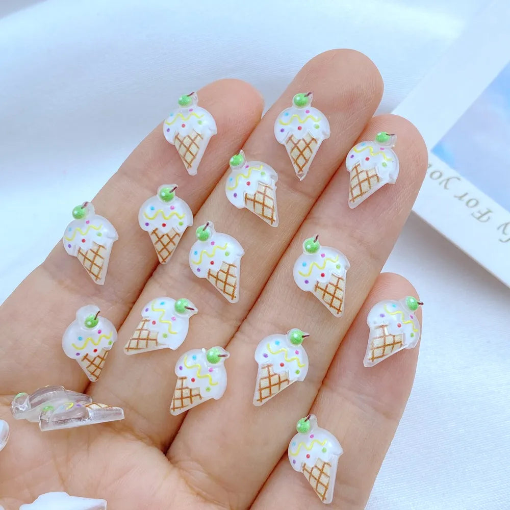 50 pieces of colorful mini sparkling popsicle ice cream nail art resin