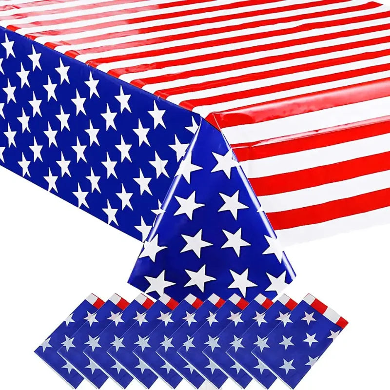 American Flag Plastic Disposable Tablecloths Rectangle