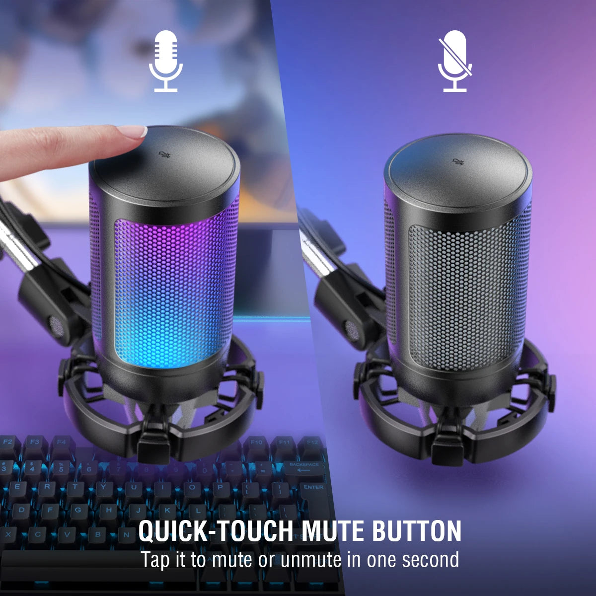 USB Gaming Microphone Kit for PC,PS4/5 Condenser Cardioid Mic Set with Mute Button