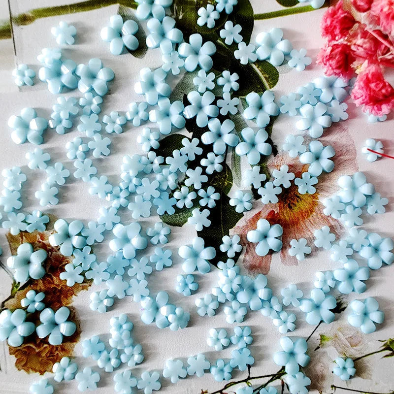 100pcs Japanese 3D Kawaii Flowers Nail Rhinestones