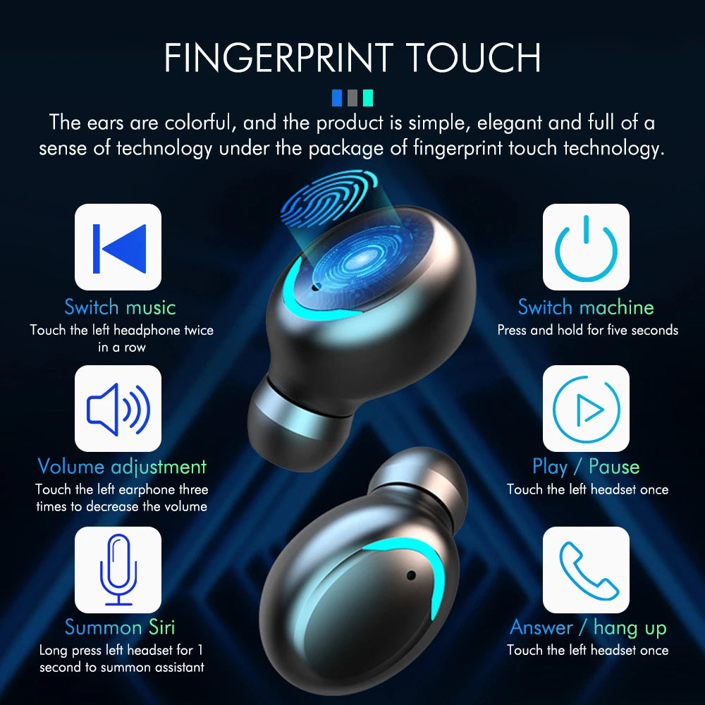 Wireless Earphones Bluetooth LED Dislpaly Waterproof