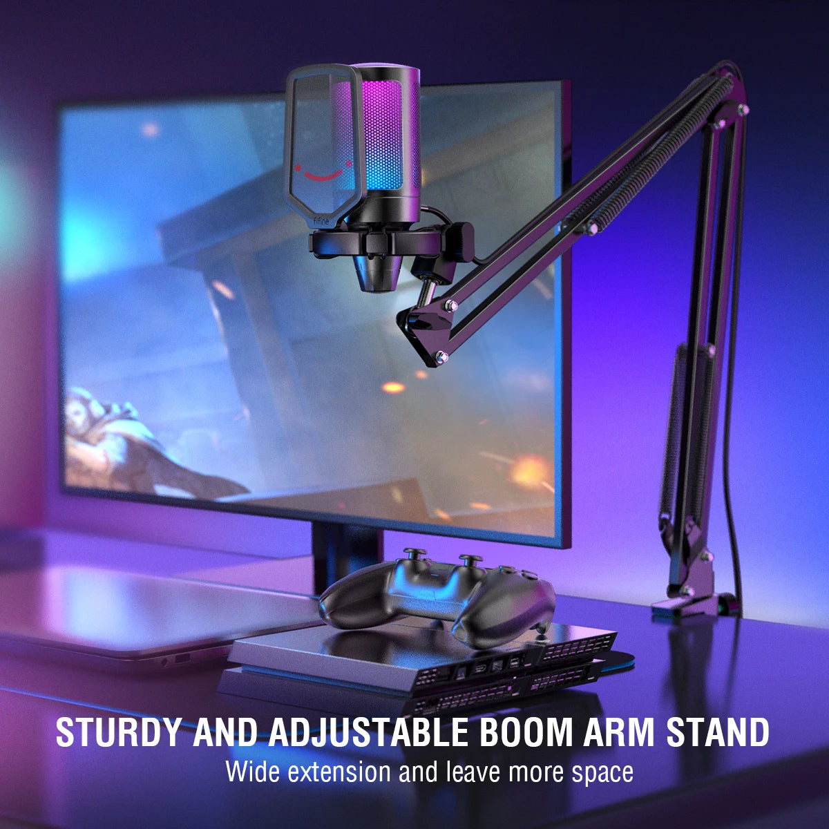 USB Gaming Microphone Kit for PC,PS4/5 Condenser Cardioid Mic Set with Mute Button
