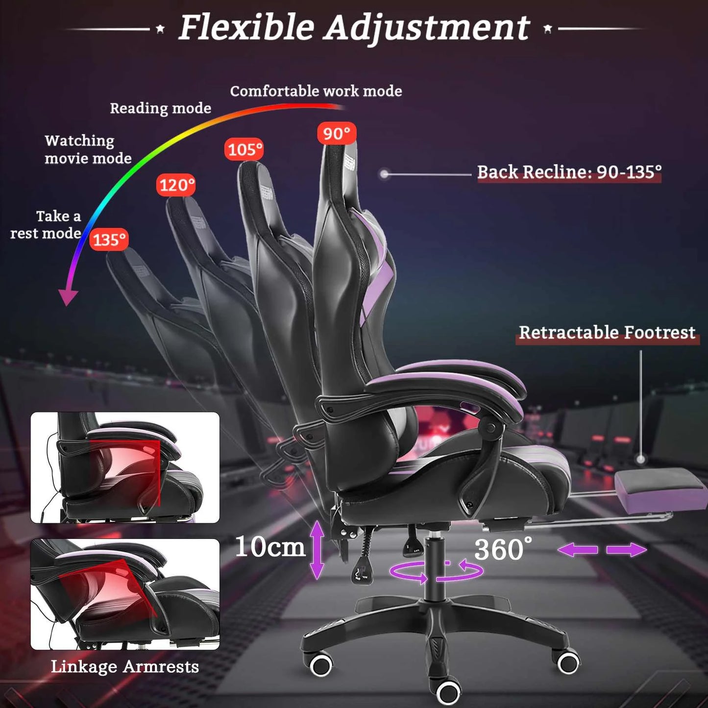 High Quality Ergonomic Gamer RGB Light Office 2 Point Massage