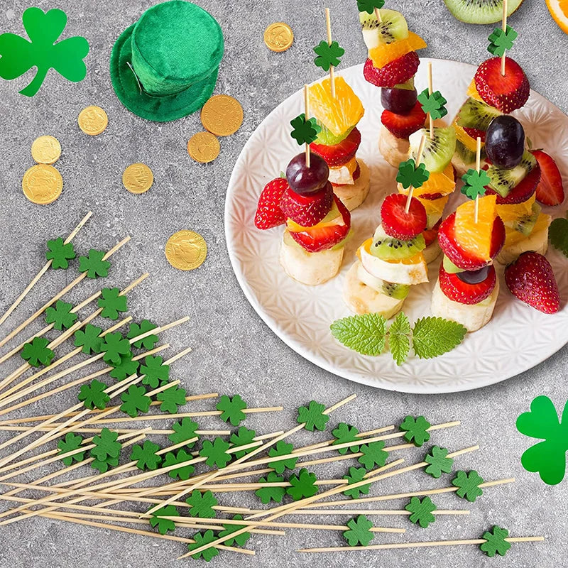 100Pcs Shamrock Picks Cocktail Sticks For irish Party St. Patrick