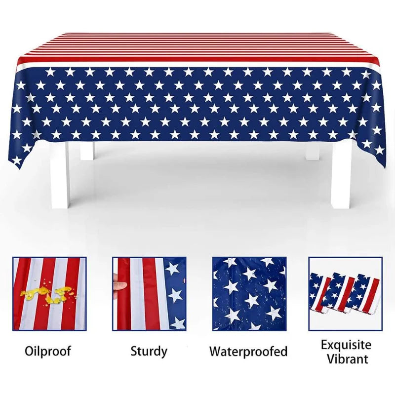 American Flag Plastic Disposable Tablecloths Rectangle