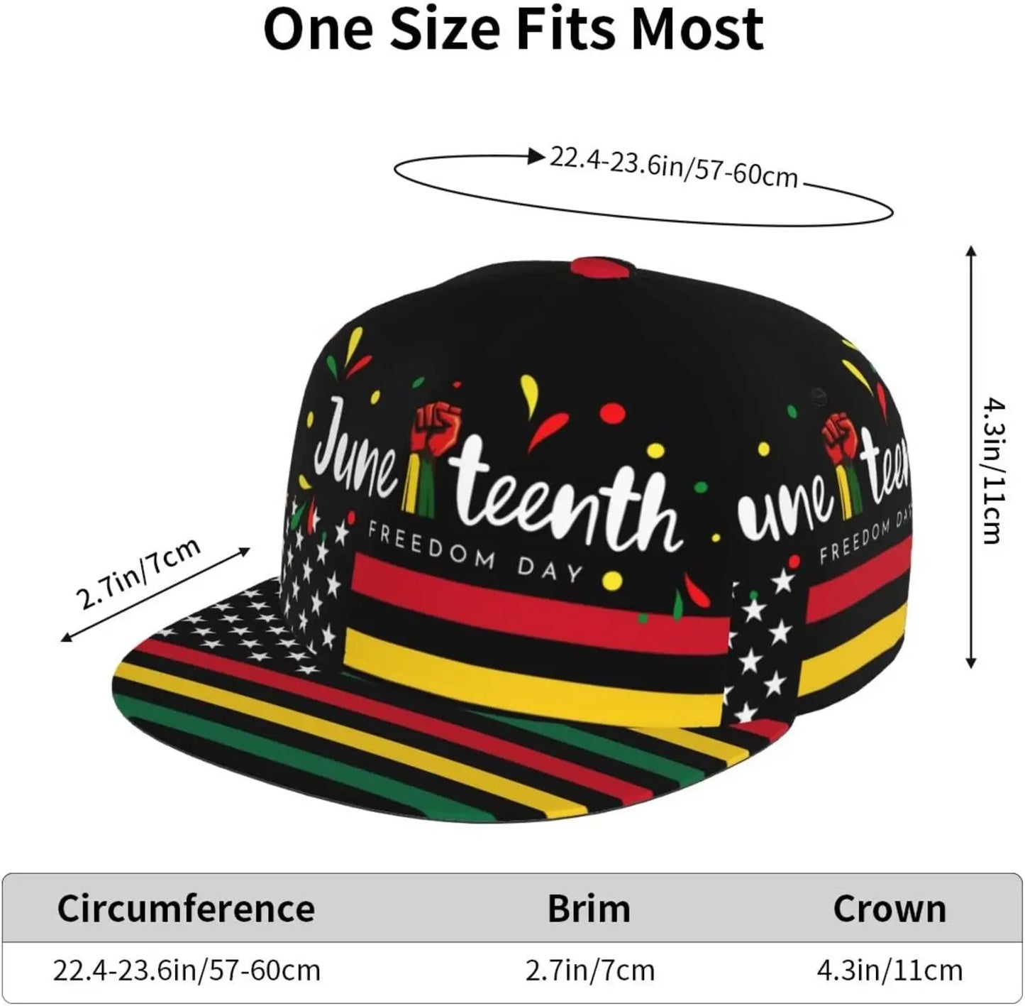 Juneteenth Freedom Day 1865 Snapback Adjustable Hip Hop Cap