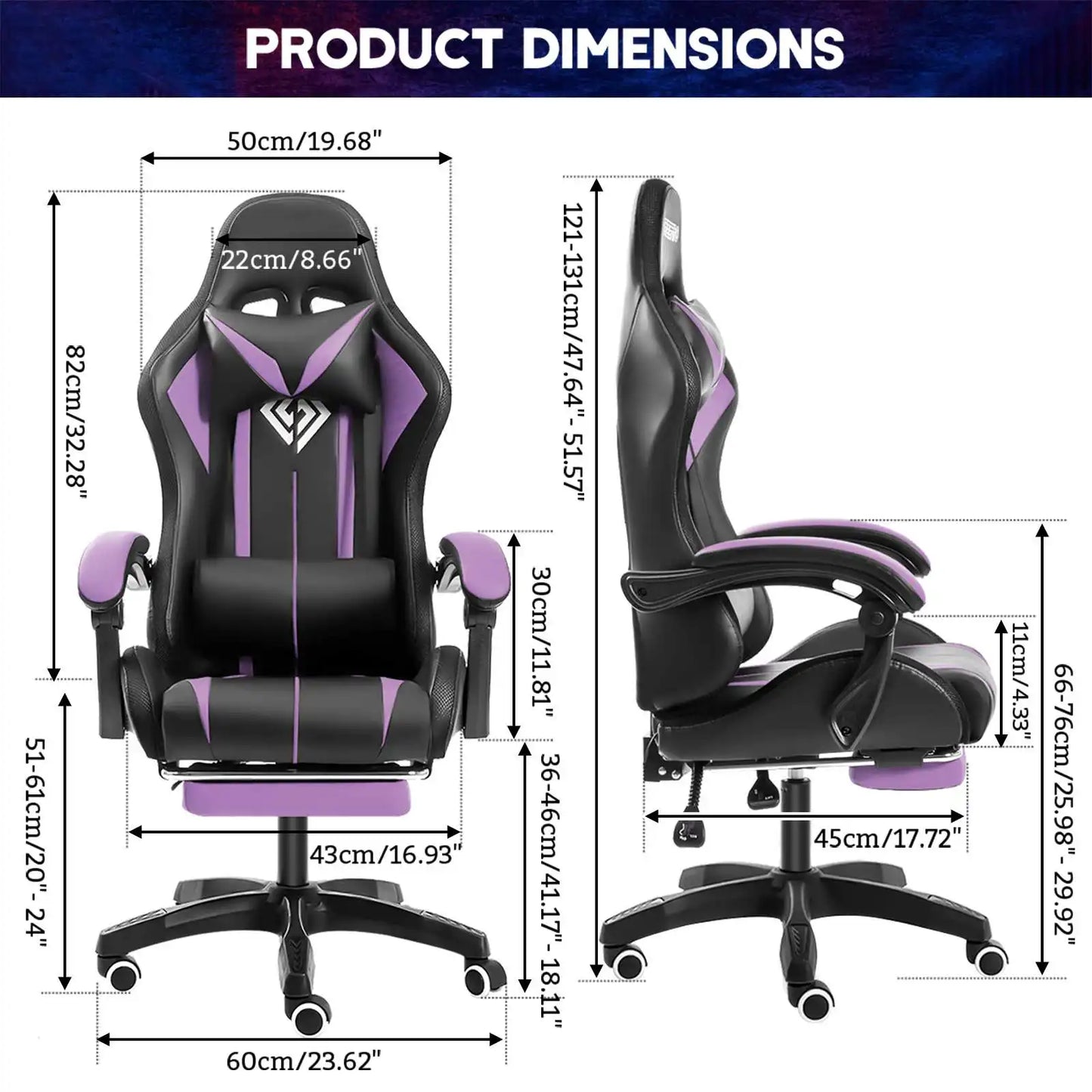 High Quality Ergonomic Gamer RGB Light Office 2 Point Massage