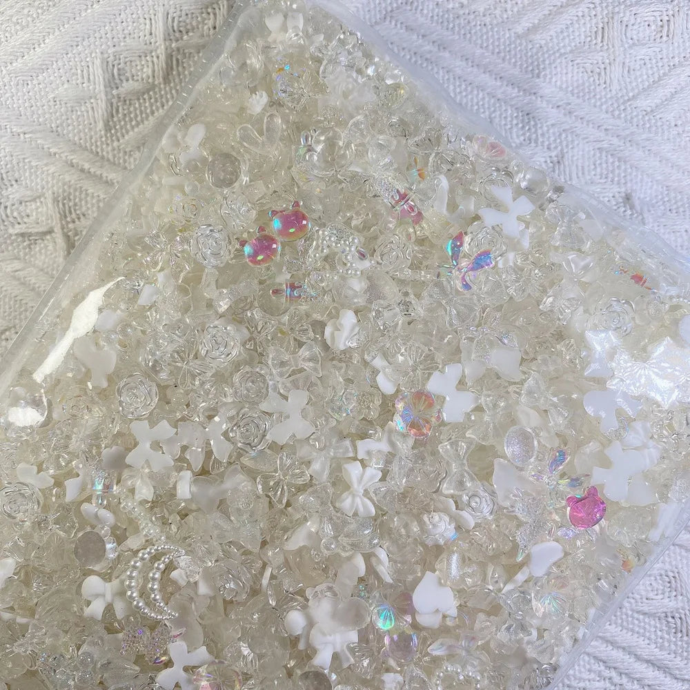 50pcs Mixed Design Nail Charms Shiny Flower Rhinestones
