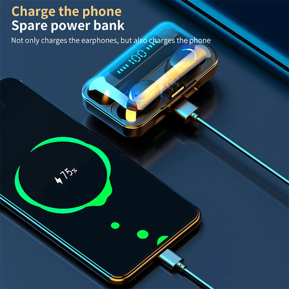 Wireless Earphones Bluetooth LED Dislpaly Waterproof
