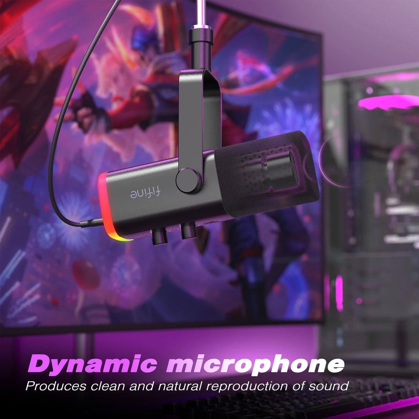 Dynamic Microphone with Touch Mute Button,Headphone jack,for PC PS5/4 mixer