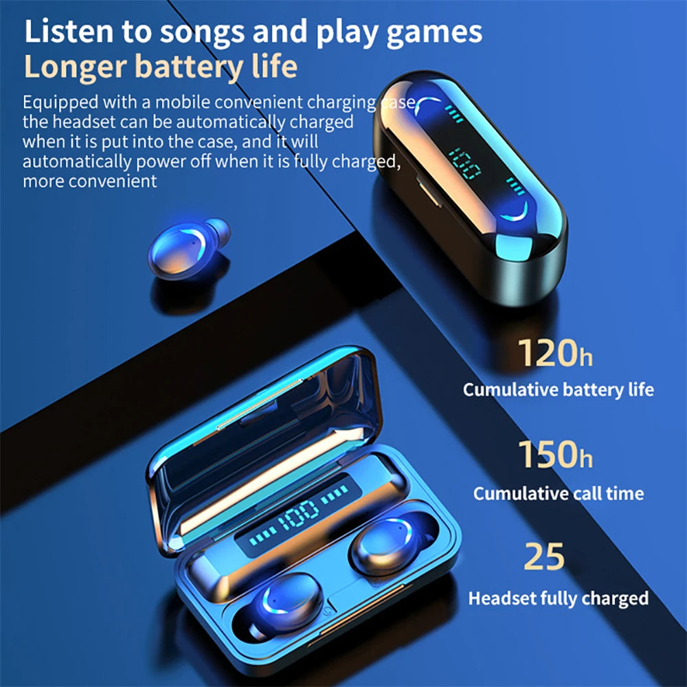 Wireless Earphones Bluetooth LED Dislpaly Waterproof