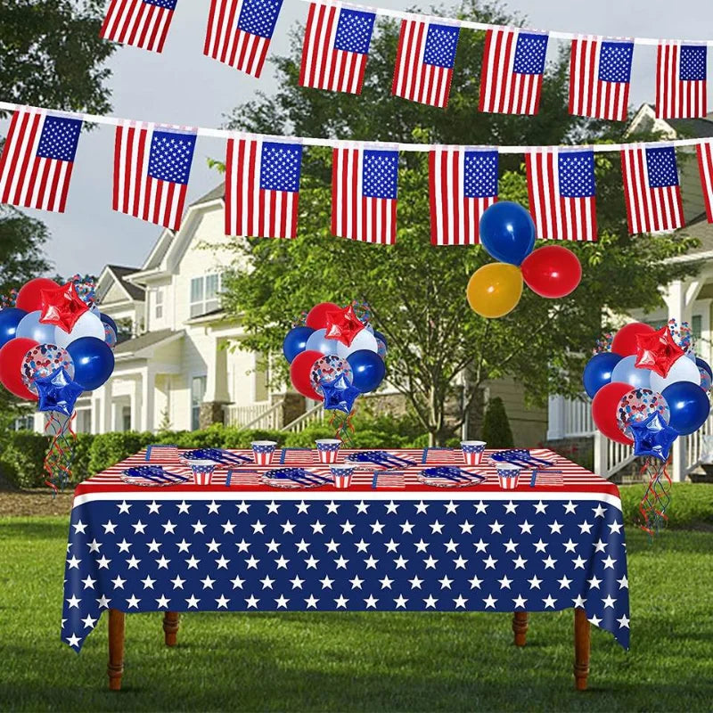 American Flag Plastic Disposable Tablecloths Rectangle