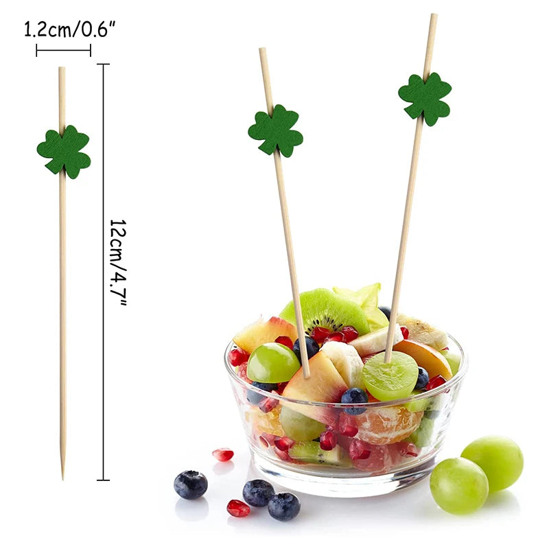 100Pcs Shamrock Picks Cocktail Sticks For irish Party St. Patrick