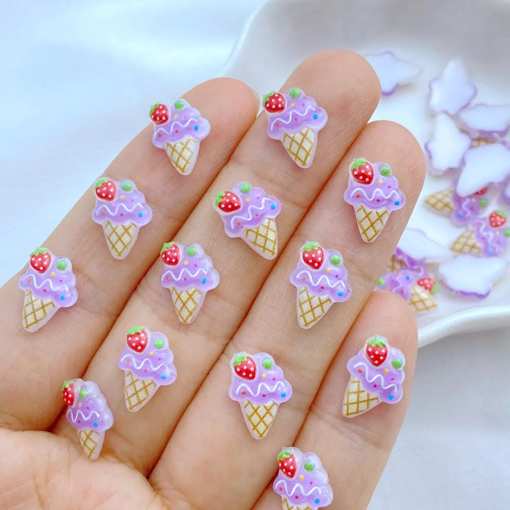 50 pieces of colorful mini sparkling popsicle ice cream nail art resin