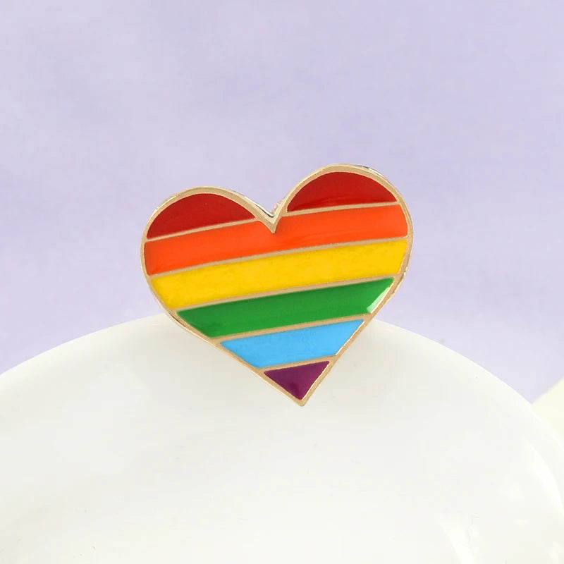 Lovely Japanese  Rainbow Heart Pin