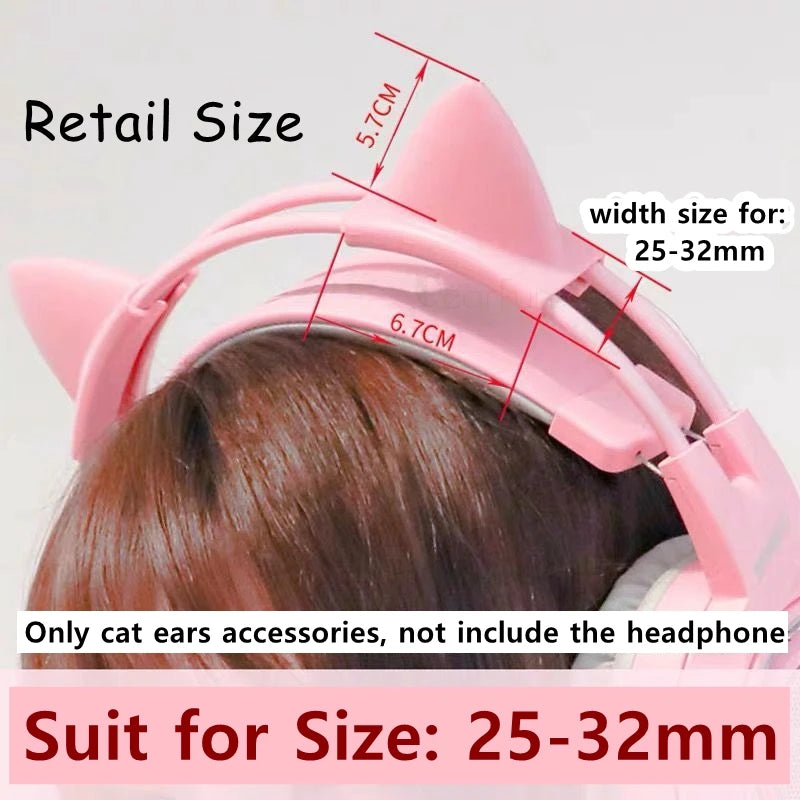 Silicone cat ears for headphones wireless wired headset gamer