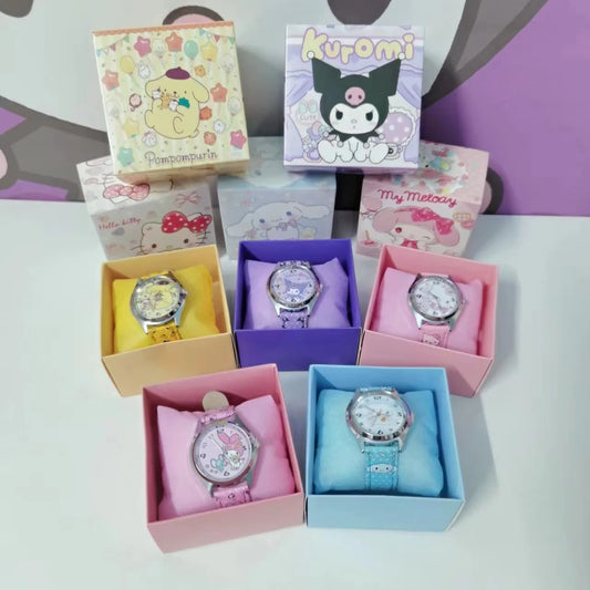 Anime leather electronic watch with gift box