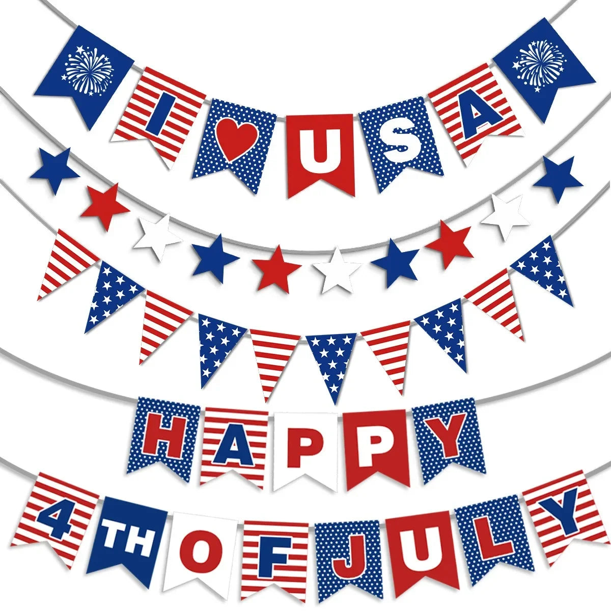 American Independence Day Banner I Love USA Hanging Garlands