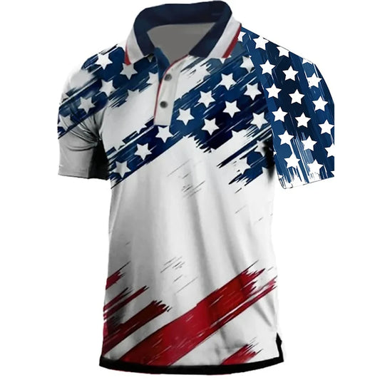 Vintage American Eagle USA Flag Print Polo Shirt