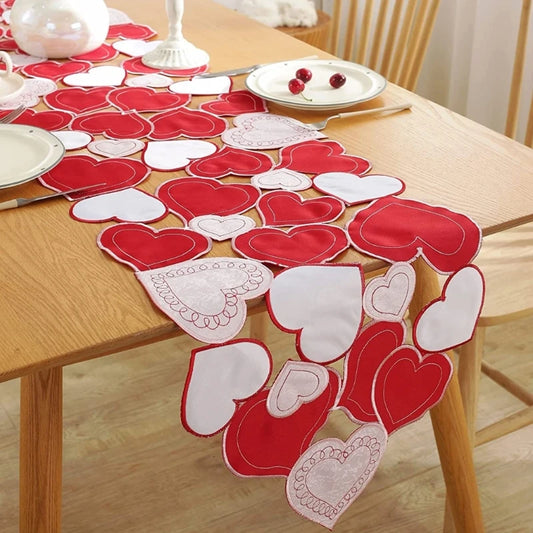 Valentines Day Table Cloth Heart Table Runner Polyester