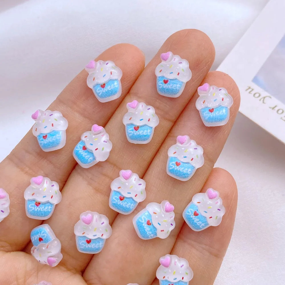 50 pieces of colorful mini sparkling popsicle ice cream nail art resin