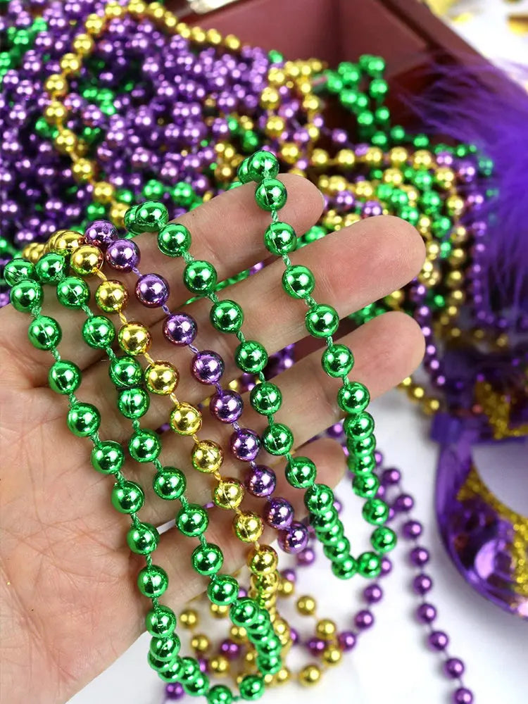 Mardi Gras Beaded Necklace 30 Pcs 33 Inches Long 7mm