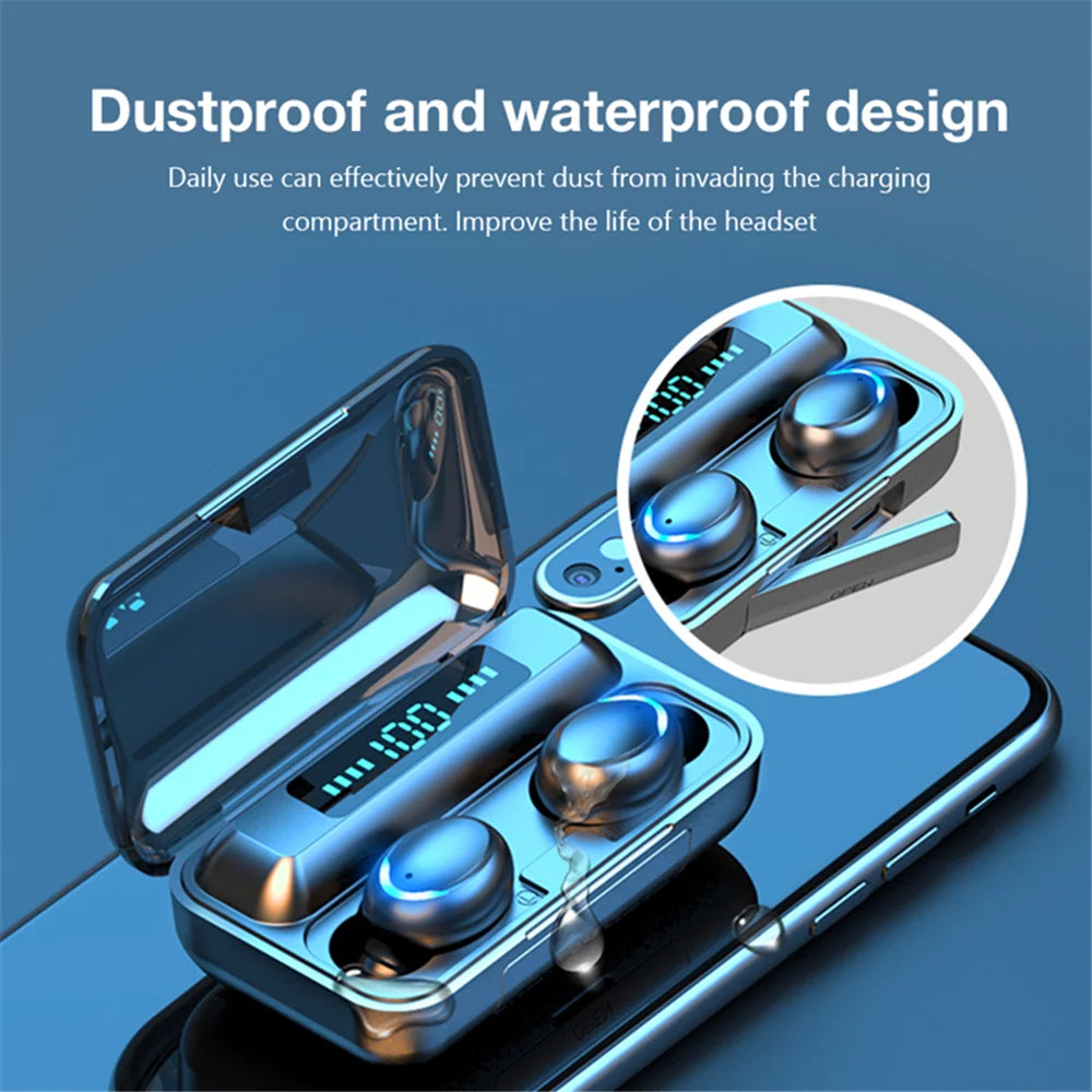 Wireless Earphones Bluetooth LED Dislpaly Waterproof
