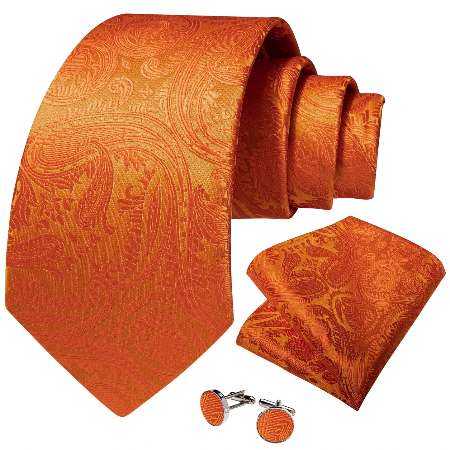 Luxury Silk Ties for Men with Handkerchief Cufflinks