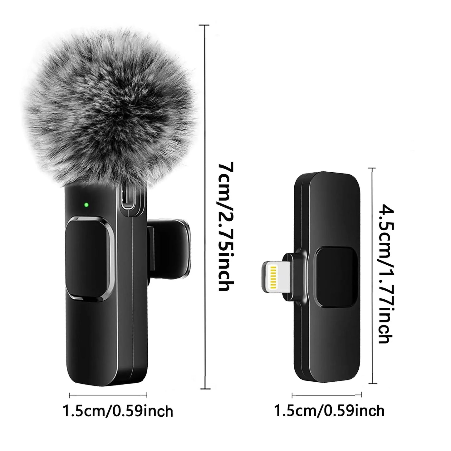 Wireless Lavalier Microphone Audio Video Recording Mini Mic For iPhone Android Laptop