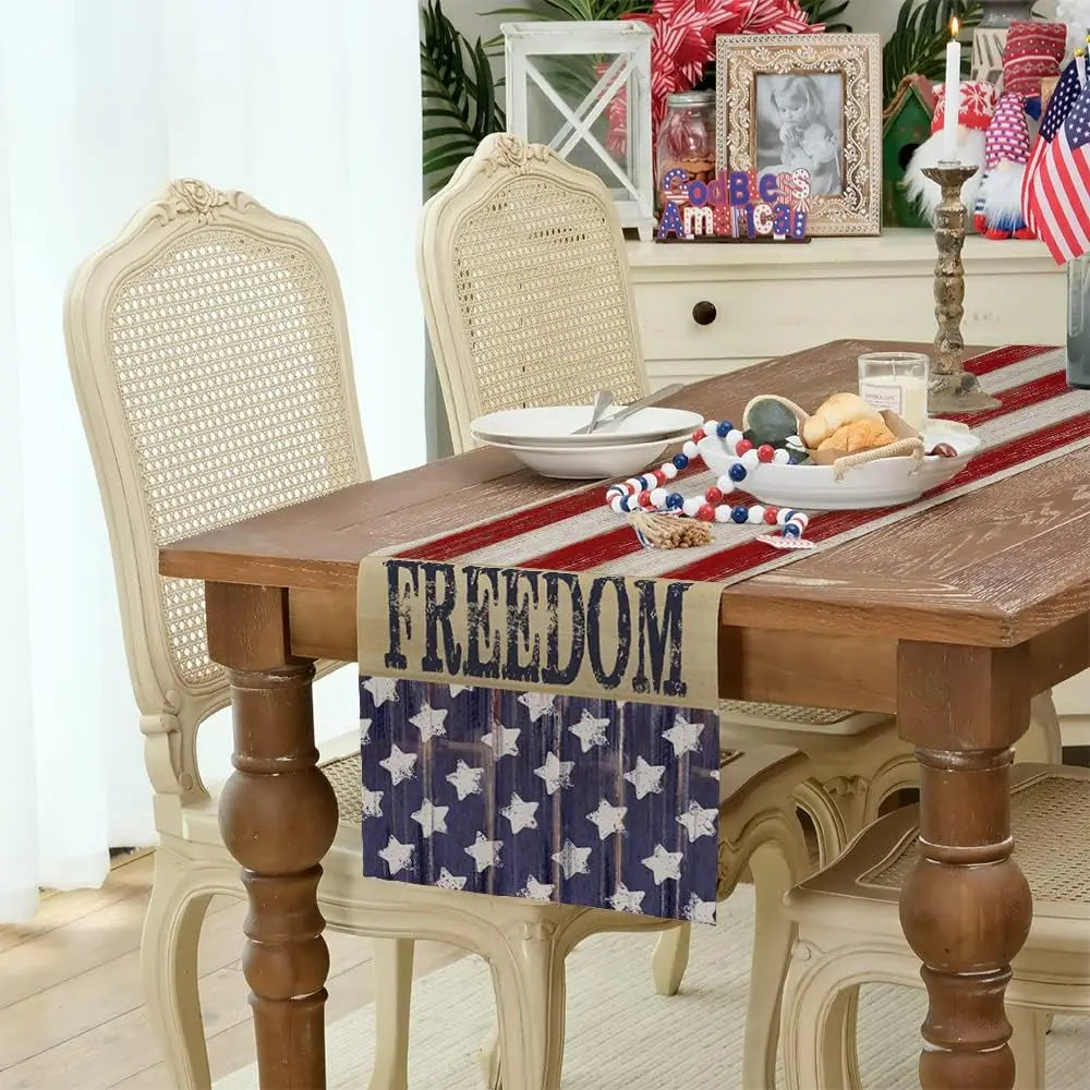 4th of July American Linen Table Runners
