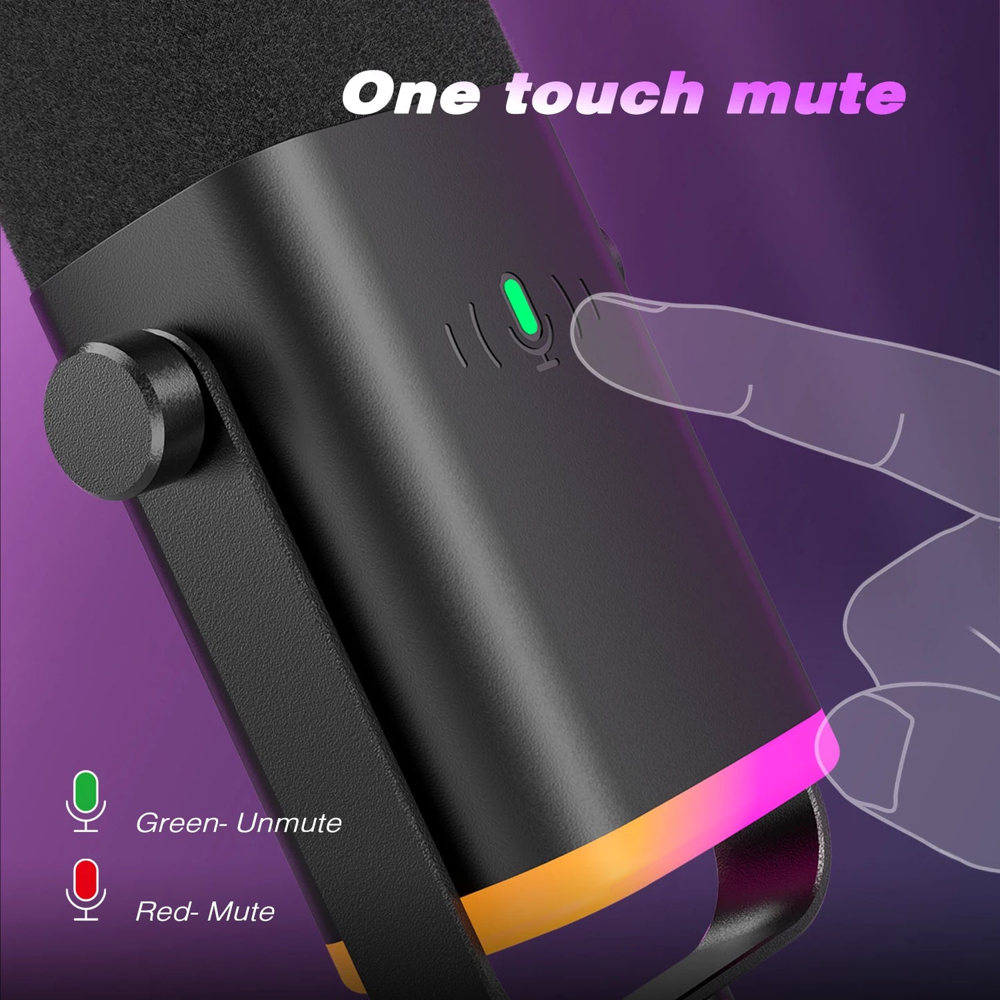 Dynamic Microphone with Touch Mute Button,Headphone jack,for PC PS5/4 mixer