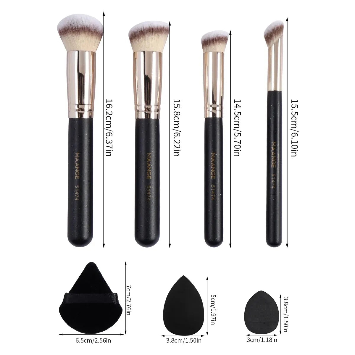 11PCS Makeup Tool Kit 4PCS Makeup Brush Wih Powder Puff