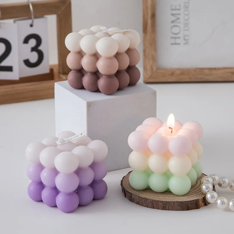 Aromatic scented candles bubble square