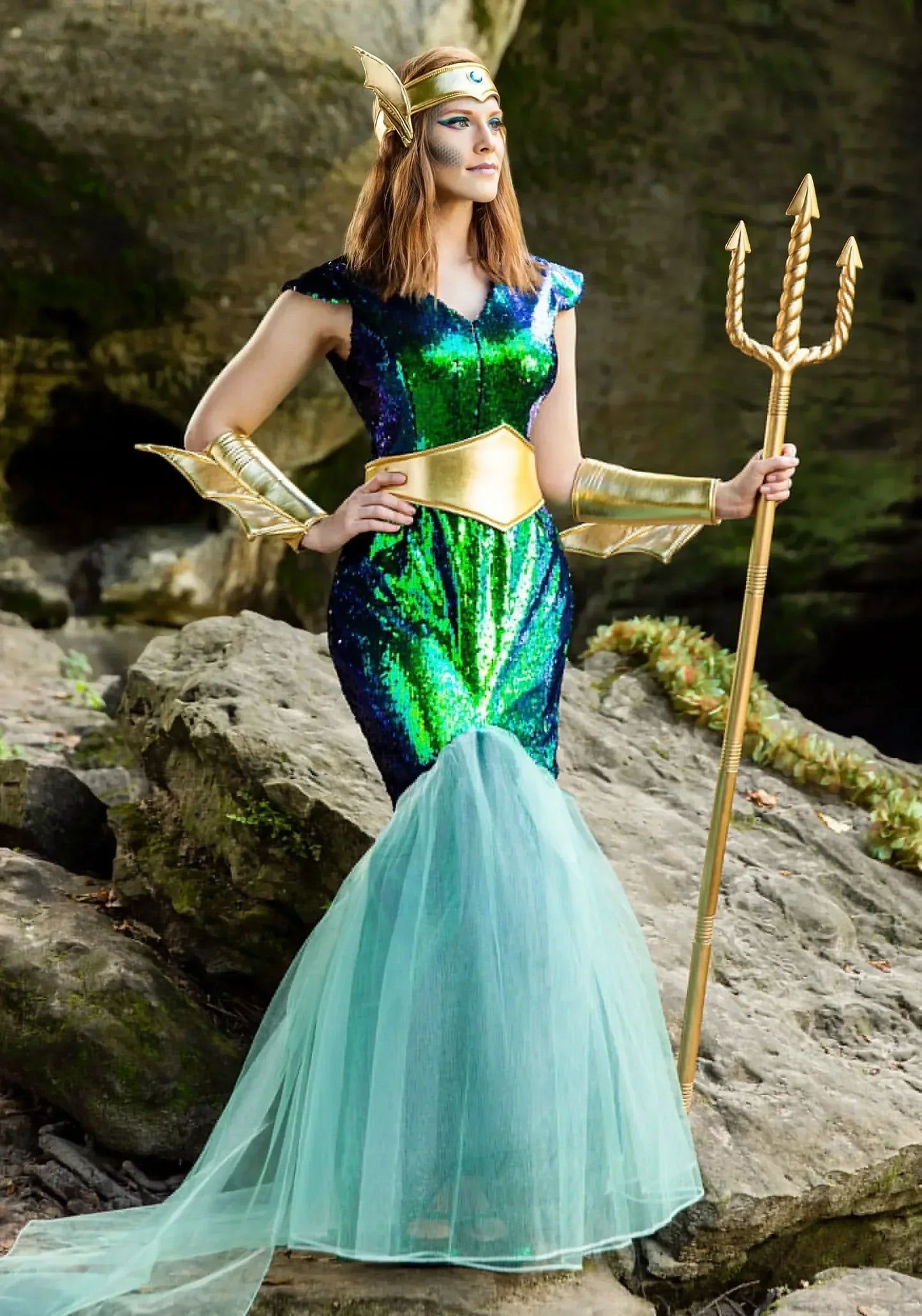 Couple Neptune King Sea Siren Mermaid Queen Costume