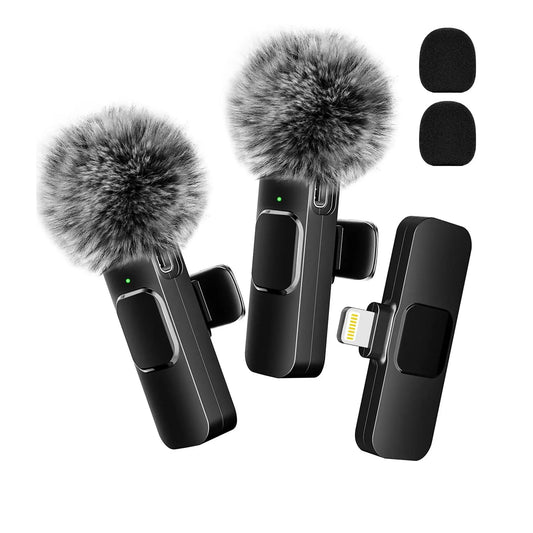 Wireless Lavalier Microphone Audio Video Recording Mini Mic For iPhone Android Laptop